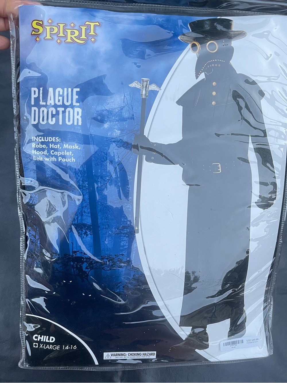 Spirit Plague Doctor Child Costume in Black XL